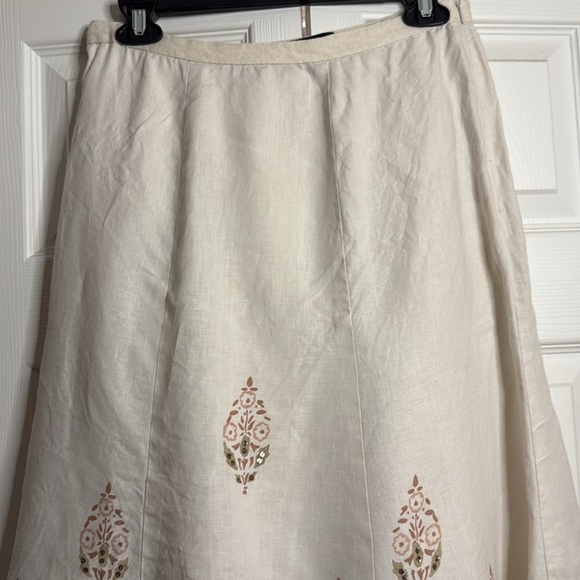Karen Kane Cream and Brown Embroidered Maxi Skirt - Picture 5 of 8